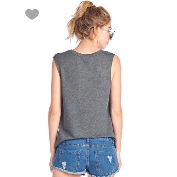 Charcoal Gray Graphic Tank Shirt - Picture 3 of 5